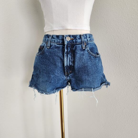 lei Pants - Vintage Y2K Dark Wash Denim Cut Off Jean Shorts Mid Rise Lei 4